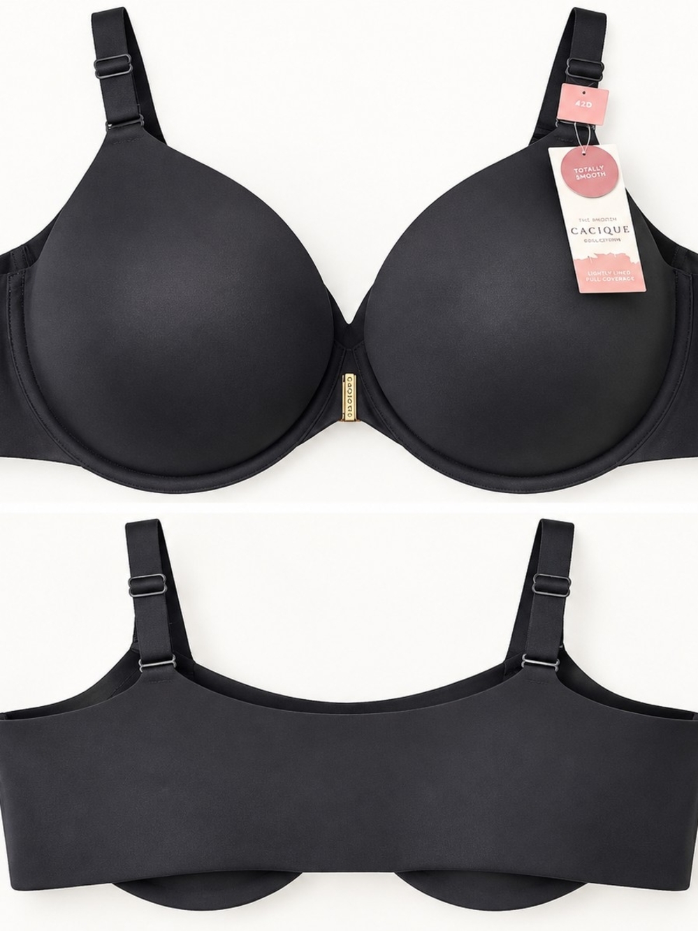 Cacique Smooth Full Coverage Black Underwire Bra 42D NWT